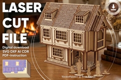 Dollhouse with Doll Furniture - Laser Cut File - SVG Plywood Product Image 1