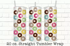 Donut Tumbler Wrap, Sublimation, 20 oz Tumbler Wrap PNG Product Image 1