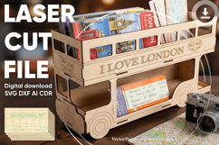 Double decker London bus Stand - laser cut file, vector cut Product Image 1