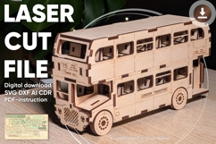 Double Decker Bus- laser cut file, SVG DXF pattern Product Image 1