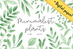 Watercolor plants wedding minimalist clipart digital paper Product Image 1