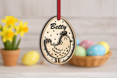 Easter Chicken Egg Basket Name Tag Ornament SVG Laser Gift Product Image 1