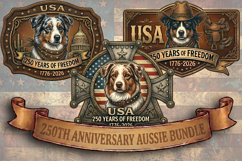 250th Anniversary Australian Shepherd PNG Sublimation Bundle Product Image 1