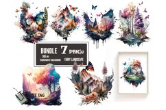 watercolor fairy tale landscape clipart bundle sublimation Product Image 1
