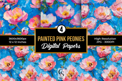 Impasto Paint Pink Peonies Patterns Product Image 1