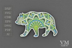 D08 - Layered Bear SVG, 3D Bear Mandala, Laser cut Bear DXF Product Image 1
