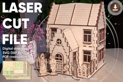 Family House Laser Cut File SVG Miniature Building Template Product Image 1