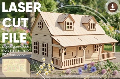 Farm dollhouse - laser cut file, Glowforge pattern Product Image 1