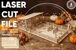 Farm yard, Barn with courtyard - laser cut file, Glowfogre Product Image 1