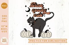 Feline spooky cute PNG file for sublimation - Retro cat png Product Image 1