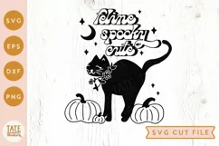 Feline spooky cute SVG cut file - Retro halloween cat sv Product Image 1