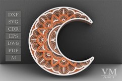 D22 - Layered Moon SVG File, 3D Moon Mandala DXF file Product Image 1