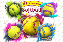 Softball Clipart PNG with Team Color Paint Splash Design Product Image 1