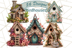 Cottagecore Birdhouse Clipart PNG, Whimsical Fairy Houses Product Image 1
