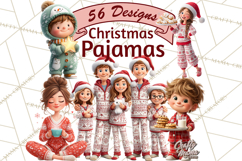 Christmas Pajamas Clipart PNG, Holiday PJ Illustration Product Image 1