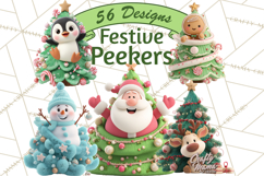 Christmas Tree Clipart PNG Cute Characters for Holiday Craft Product Image 1