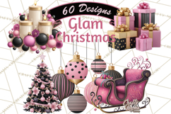 Pink and Black Glam Christmas PNG Clipart Product Image 1