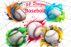 Baseball Clipart PNG with Team Color Paint Splash Background Product Image 1