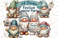 Winter Metallic New Year Gnomes PNG Clipart Product Image 1