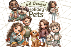 Matching Christmas Sweaters Clipart PNG, Pet Owners Clip Art Product Image 1