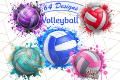 Volleyball Clipart PNG with Team Color Paint Splash Design Product Image 1
