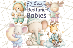 Baby Bedtime Animal Clipart PNG for Nursery Product Image 1