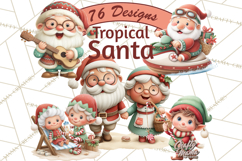 Tropical Santa Clipart Beach Christmas Clip Art Holiday PNG Product Image 1