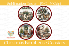 Christmas Farmhouse Buffalo Plaid Coaster Set Product Image 1