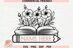 Back to school floral book svg,floral school boho open book Product Image 3