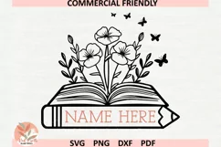 Back to school floral book svg,floral school boho open book Product Image 4
