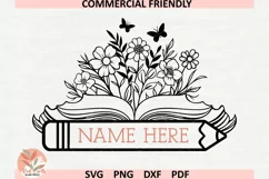 Back to school floral book svg,floral school boho open book Product Image 5