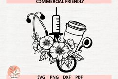 Nurse floral monogram frame svg,floral medical split frame Product Image 3