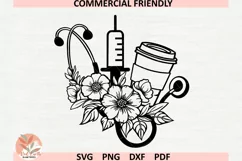 Nurse floral monogram frame svg,floral medical split frame Product Image 3