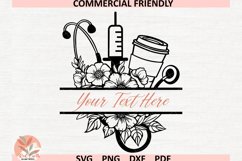 Nurse floral monogram frame svg,floral medical split frame Product Image 2