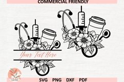 Nurse floral monogram frame svg,floral medical split frame Product Image 1