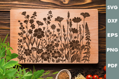 Wildflowers SVG, Laser Engraving files for Cutting board Product Image 2