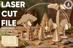 Forest &amp; Christmas tree - laser cut file Product Image 1