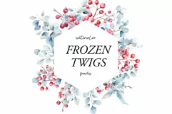 Watercolor Christmas Clipart - Christmas Botanical Frames Product Image 1