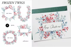 Watercolor Christmas Clipart - Christmas Botanical Frames Product Image 2