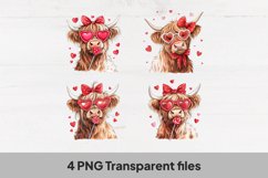Highland Cow png, Valentine Day Coquette Png Product Image 1
