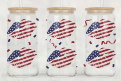 4th of July Glass Can Wrap | American Flag Lips SVG Product Image 2