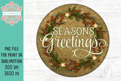 Glitter Seasons Greetings Round for Sublimation &amp; Print