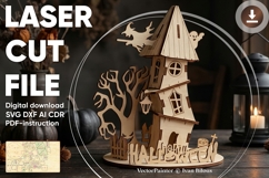 Halloween laser cut file, Halloween house Glowforge planSVG Product Image 1