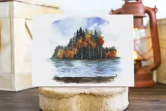 Watercolor autumn landscape clipart. Fall Sublimation PNG Product Image 6