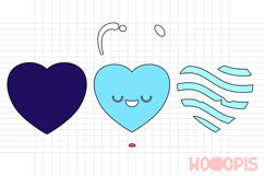 Calm Face - Kawaii Heart - cut files including layers Product Image 2