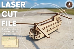 Helicopter - 3d laser cut design, SVG DXF files for laser Product Image 1