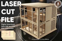 Hi Tech dollhouse - laser cutting file, Glowforge pattern Product Image 1