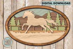 Horse/oval sign/laser cut files/ SVG/ DXF/CDR Product Image 1