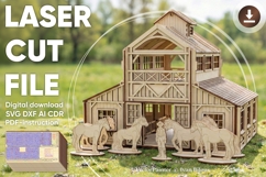Horse Stable Barn Laser Cut File SVG DIY Model Product Image 1