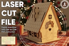 House Box with opened lid - laser cut file, Glowforge plan Product Image 1